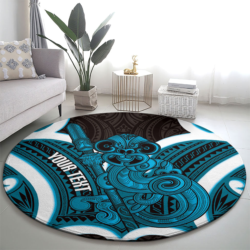Kikorangi Aotearoa Atua Tumatauenga Personalised Round Carpet Maori God Of War Tiki With Taiaha