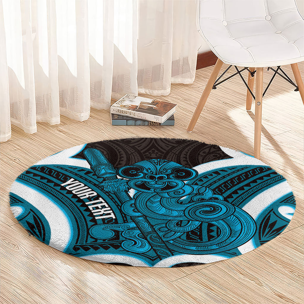 Kikorangi Aotearoa Atua Tumatauenga Personalised Round Carpet Maori God Of War Tiki With Taiaha