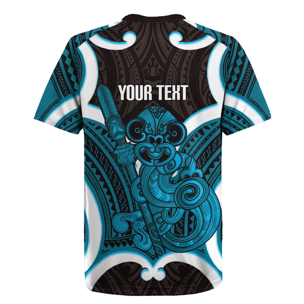 Kikorangi Aotearoa Atua Tumatauenga Personalised Rugby Jersey Maori God Of War Tiki With Taiaha