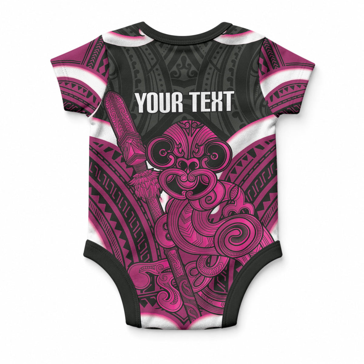 Mawhero Aotearoa Atua Tumatauenga Personalised Baby Onesie Maori God Of War Tiki With Taiaha