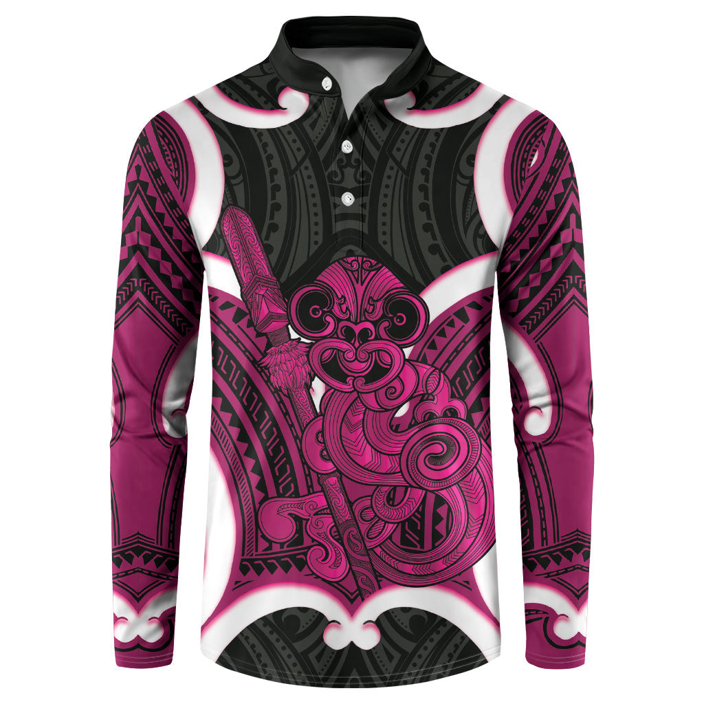 Mawhero Aotearoa Atua Tumatauenga Personalised Button Sweatshirt Maori God Of War Tiki With Taiaha