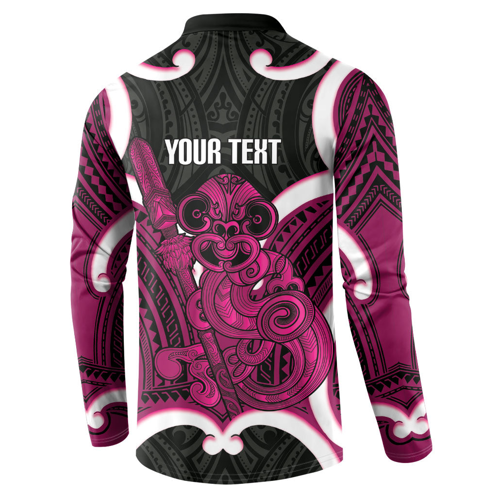 Mawhero Aotearoa Atua Tumatauenga Personalised Button Sweatshirt Maori God Of War Tiki With Taiaha