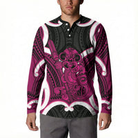 Mawhero Aotearoa Atua Tumatauenga Personalised Button Sweatshirt Maori God Of War Tiki With Taiaha