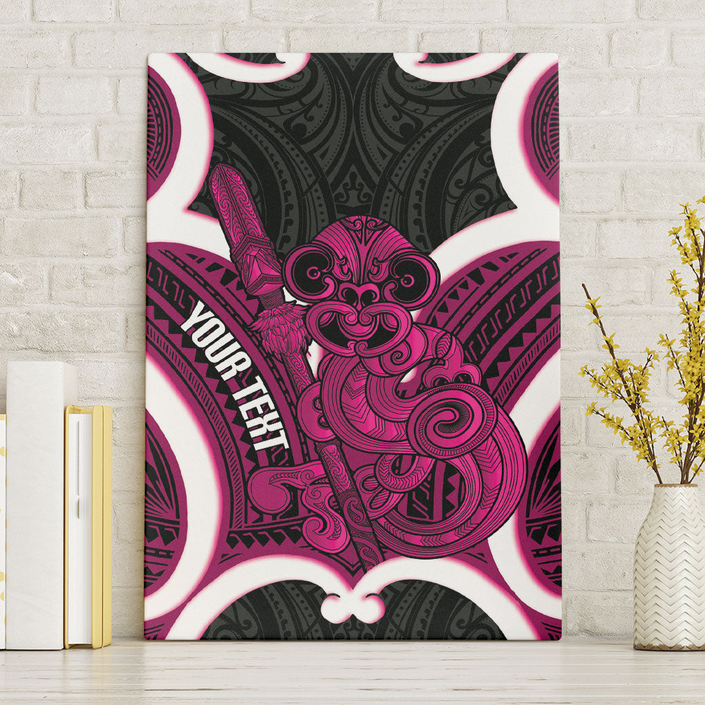 Mawhero Aotearoa Atua Tumatauenga Personalised Canvas Wall Art Maori God Of War Tiki With Taiaha LT14 Without Frame Pink - Polynesian Pride