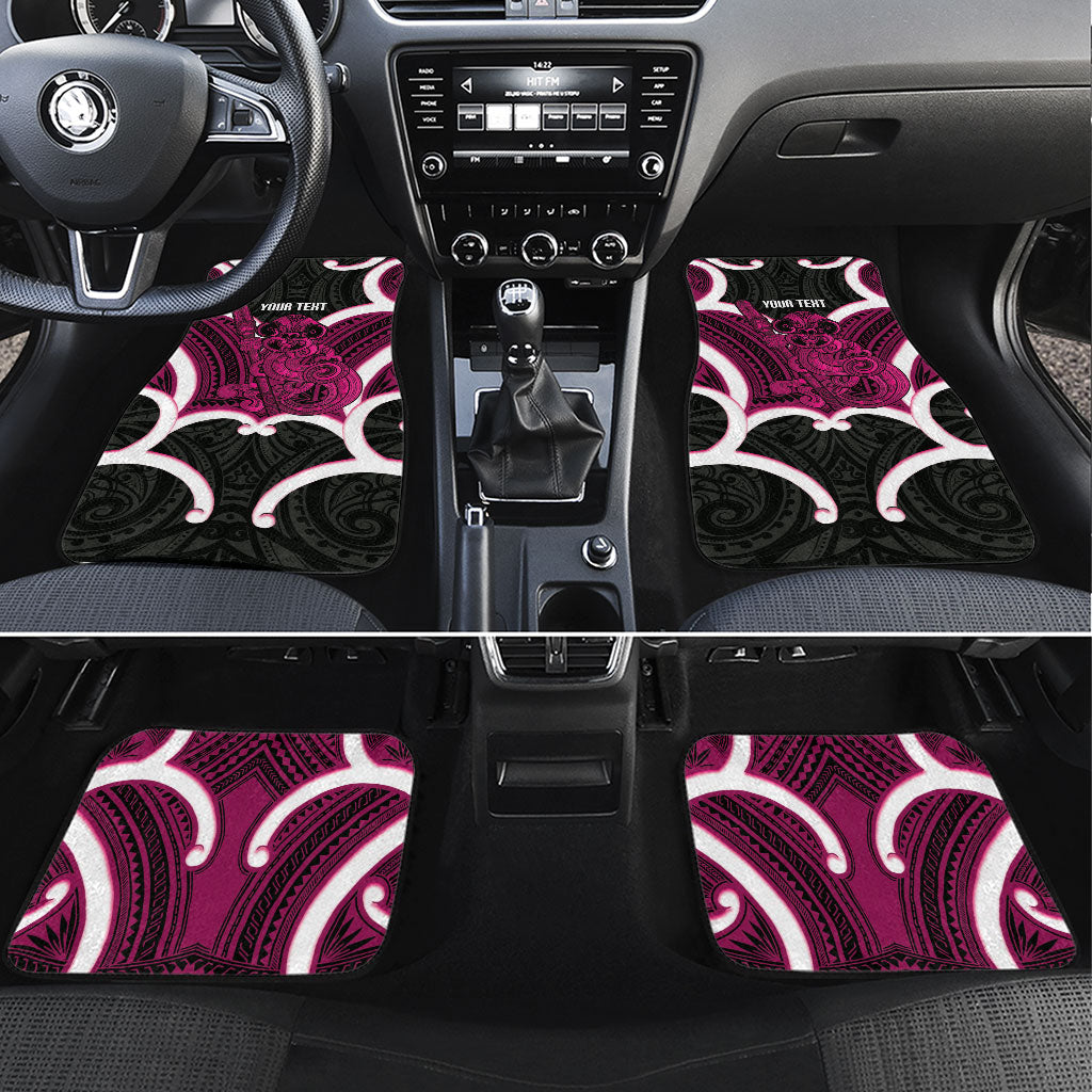 Mawhero Aotearoa Atua Tumatauenga Personalised Car Mats Maori God Of War Tiki With Taiaha LT14 Set 4pcs Pink - Polynesian Pride