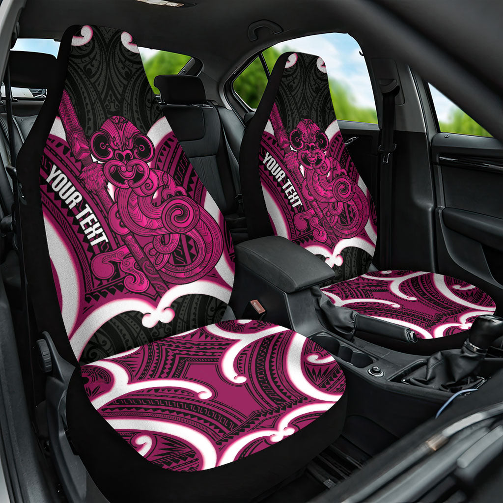 Mawhero Aotearoa Atua Tumatauenga Personalised Car Seat Cover Maori God Of War Tiki With Taiaha LT14 One Size Pink - Polynesian Pride