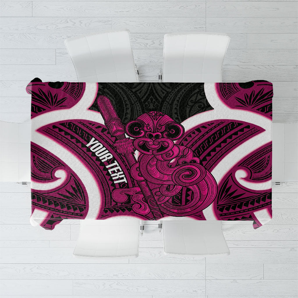 Mawhero Aotearoa Atua Tumatauenga Personalised Tablecloth Maori God Of War Tiki With Taiaha LT14 Pink - Polynesian Pride