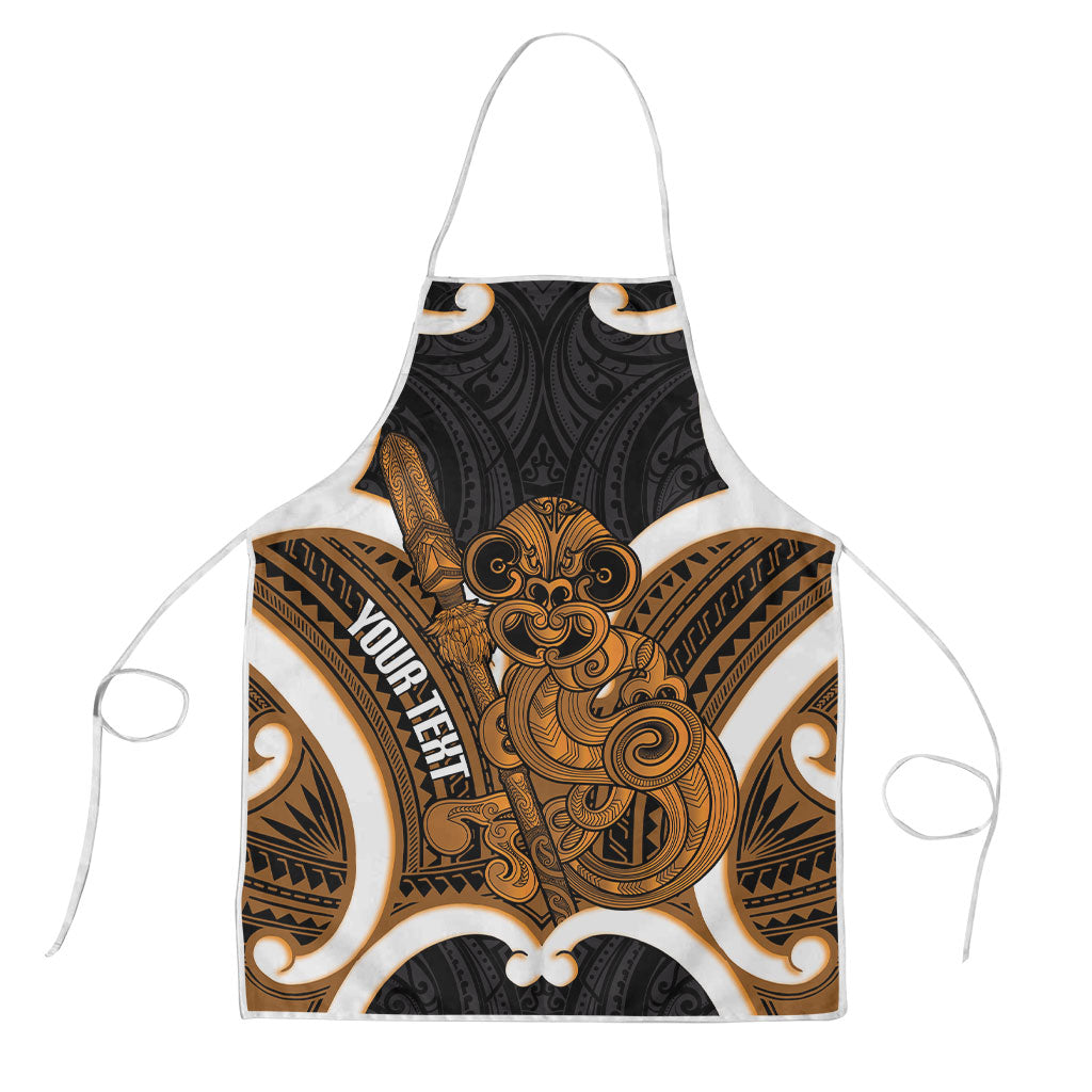 Karaka Aotearoa Atua Tumatauenga Personalised Apron Maori God Of War Tiki With Taiaha LT14 Orange - Polynesian Pride