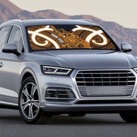 Karaka Aotearoa Atua Tumatauenga Personalised Auto Sun Shade Maori God Of War Tiki With Taiaha LT14 - Polynesian Pride