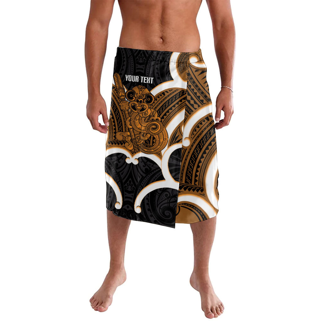 Karaka Aotearoa Atua Tumatauenga Personalised Lavalava Maori God Of War Tiki With Taiaha LT14 Orange - Polynesian Pride