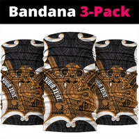 Karaka Aotearoa Atua Tumatauenga Personalised Neck Gaiter Maori God Of War Tiki With Taiaha LT14 package One Size: 25*50cm Orange - Polynesian Pride