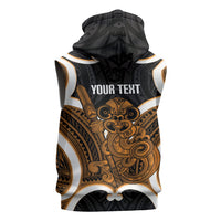Karaka Aotearoa Atua Tumatauenga Personalised Sleeveless Zip Hoodie Maori God Of War Tiki With Taiaha LT14 - Polynesian Pride