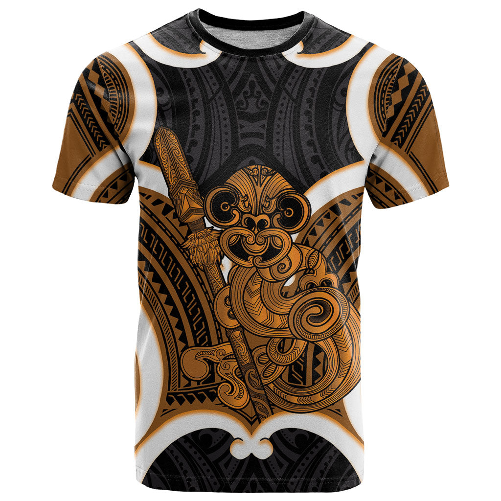 Karaka Aotearoa Atua Tumatauenga Personalised T Shirt Maori God Of War Tiki With Taiaha