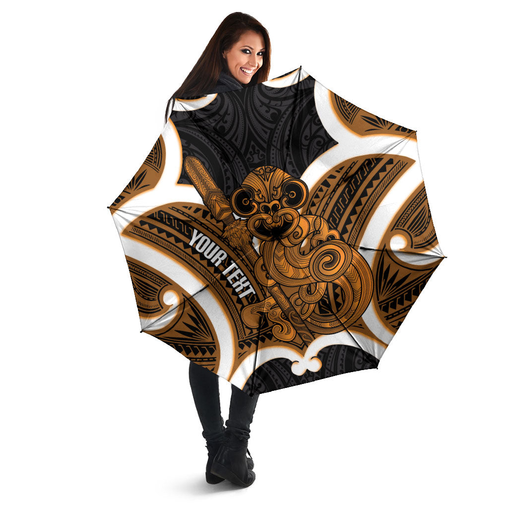Karaka Aotearoa Atua Tumatauenga Personalised Umbrella Maori God Of War Tiki With Taiaha LT14 - Polynesian Pride
