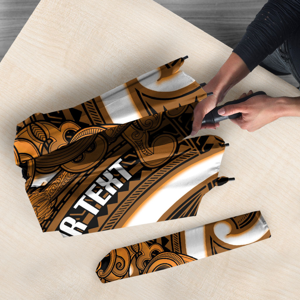 Karaka Aotearoa Atua Tumatauenga Personalised Umbrella Maori God Of War Tiki With Taiaha LT14 - Polynesian Pride