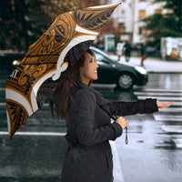Karaka Aotearoa Atua Tumatauenga Personalised Umbrella Maori God Of War Tiki With Taiaha LT14 - Polynesian Pride