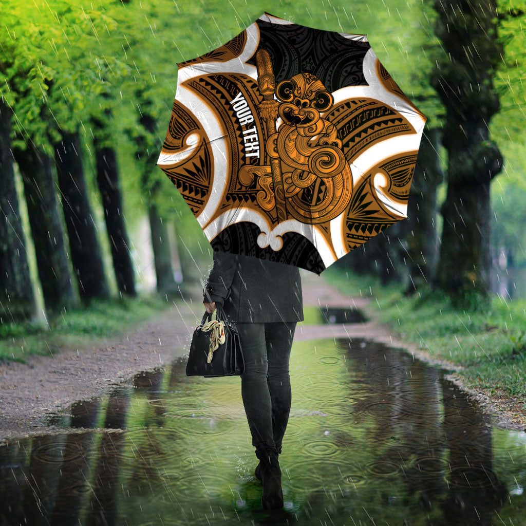 Karaka Aotearoa Atua Tumatauenga Personalised Umbrella Maori God Of War Tiki With Taiaha LT14 - Polynesian Pride
