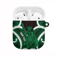 Kakariki Aotearoa Atua Tumatauenga Personalised AirPods Case Maori God Of War Tiki With Taiaha LT14 Green - Polynesian Pride