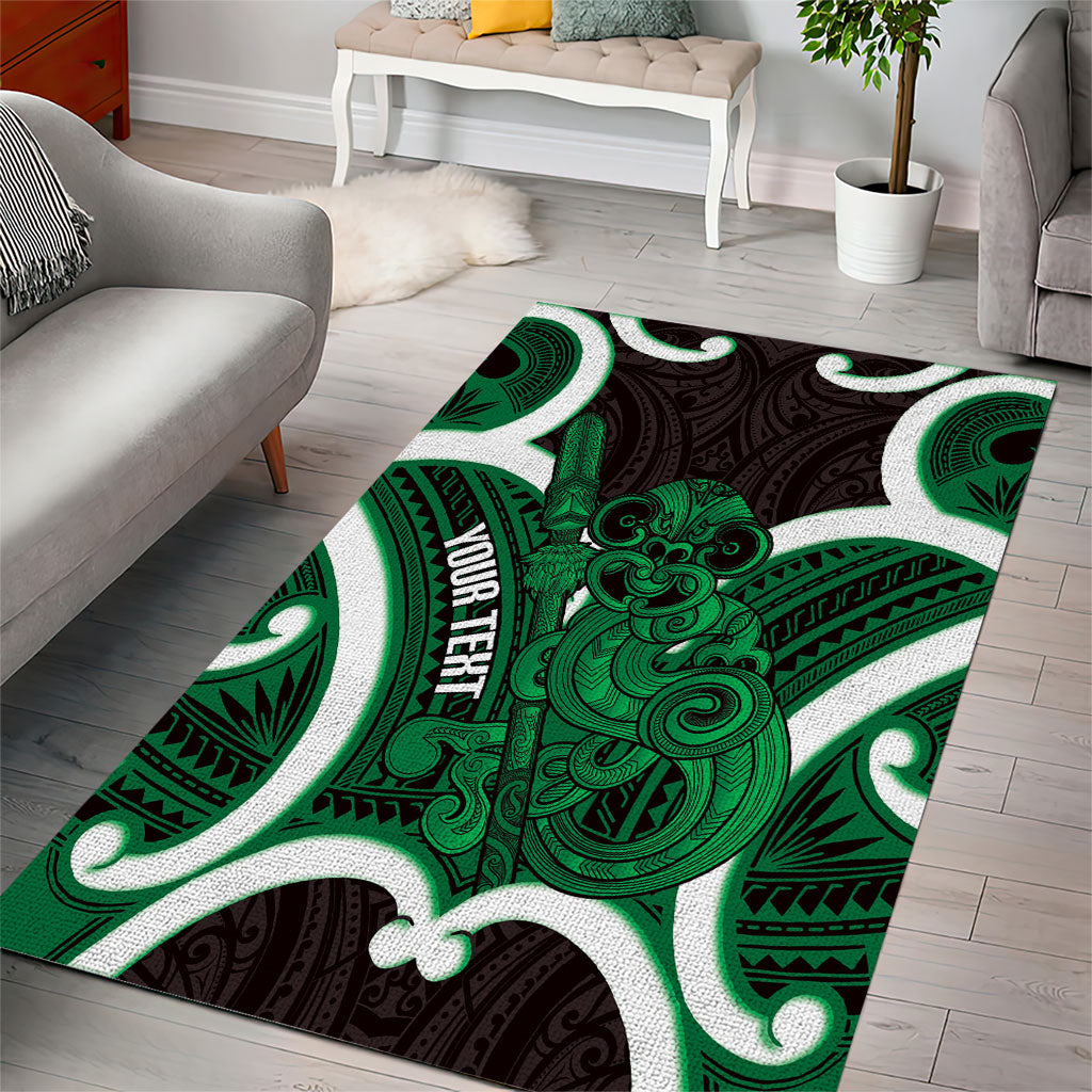 Kakariki Aotearoa Atua Tumatauenga Personalised Area Rug Maori God Of War Tiki With Taiaha LT14 - Polynesian Pride