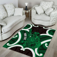 Kakariki Aotearoa Atua Tumatauenga Personalised Area Rug Maori God Of War Tiki With Taiaha LT14 - Polynesian Pride