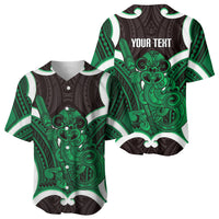 Kakariki Aotearoa Atua Tumatauenga Personalised Baseball Jersey Maori God Of War Tiki With Taiaha LT14 - Polynesian Pride