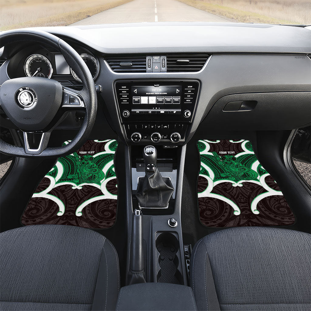 Kakariki Aotearoa Atua Tumatauenga Personalised Car Mats Maori God Of War Tiki With Taiaha LT14 Set 2pcs - Front Green - Polynesian Pride