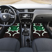 Kakariki Aotearoa Atua Tumatauenga Personalised Car Mats Maori God Of War Tiki With Taiaha LT14 Set 2pcs - Front Green - Polynesian Pride