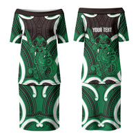 Kakariki Aotearoa Atua Tumatauenga Personalised Couples Matching Puletasi and Hawaiian Shirt Maori God Of War Tiki With Taiaha LT14 - Polynesian Pride