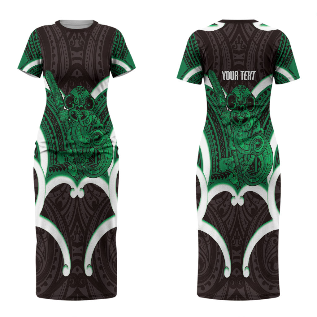 Kakariki Aotearoa Atua Tumatauenga Personalised Couples Matching Short Sleeve Bodycon Dress and Hawaiian Shirt Maori God Of War Tiki With Taiaha LT14 - Polynesian Pride