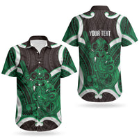 Kakariki Aotearoa Atua Tumatauenga Personalised Couples Matching Tank Maxi Dress and Hawaiian Shirt Maori God Of War Tiki With Taiaha LT14 - Polynesian Pride