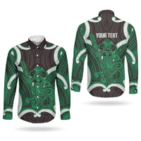 Kakariki Aotearoa Atua Tumatauenga Personalised Couples Matching Tank Maxi Dress and Long Sleeve Button Shirt Maori God Of War Tiki With Taiaha LT14 - Polynesian Pride