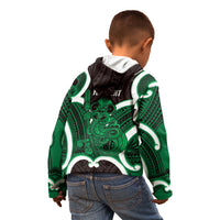 Kakariki Aotearoa Atua Tumatauenga Personalised Kid Hoodie Maori God Of War Tiki With Taiaha LT14 - Polynesian Pride