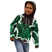 Kakariki Aotearoa Atua Tumatauenga Personalised Kid Hoodie Maori God Of War Tiki With Taiaha LT14 - Polynesian Pride
