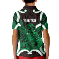 Kakariki Aotearoa Atua Tumatauenga Personalised Kid Polo Shirt Maori God Of War Tiki With Taiaha LT14 - Polynesian Pride