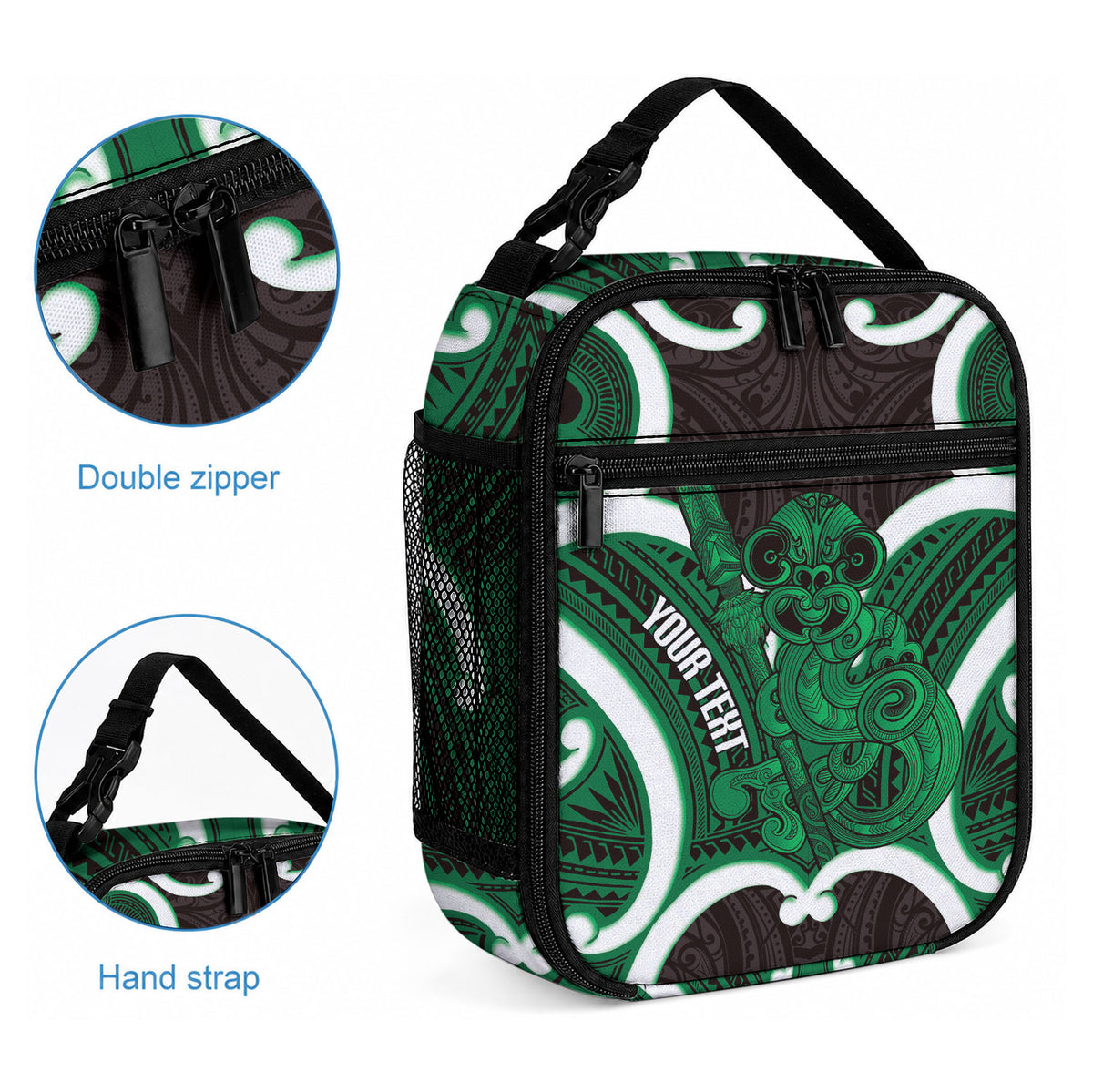 Kakariki Aotearoa Atua Tumatauenga Personalised Lunch Bag Maori God Of War Tiki With Taiaha