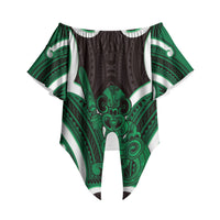 Kakariki Aotearoa Atua Tumatauenga Personalised Off Shoulder Wrap Waist Top Maori God Of War Tiki With Taiaha LT14 - Polynesian Pride