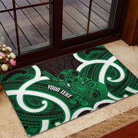Kakariki Aotearoa Atua Tumatauenga Personalised Rubber Doormat Maori God Of War Tiki With Taiaha LT14 - Polynesian Pride