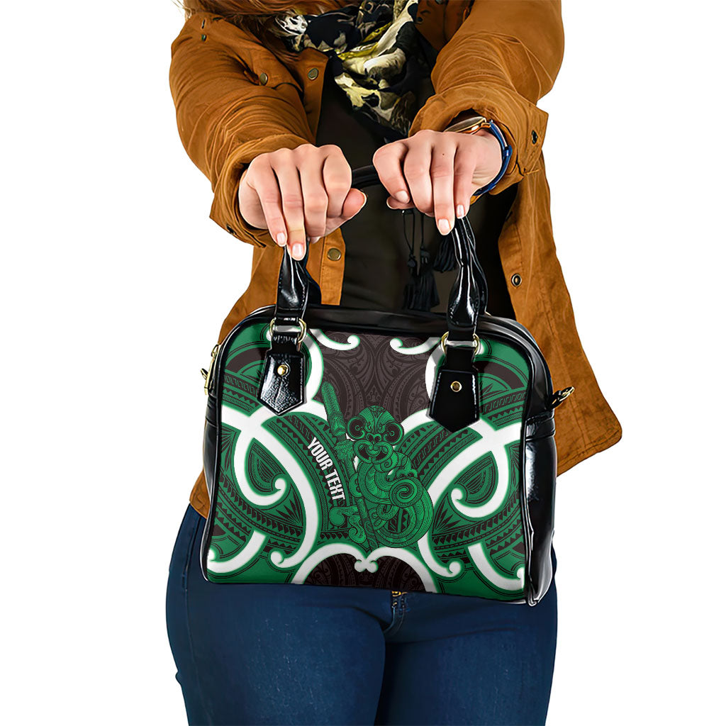 Kakariki Aotearoa Atua Tumatauenga Personalised Shoulder Handbag Maori God Of War Tiki With Taiaha LT14 One Size Green - Polynesian Pride