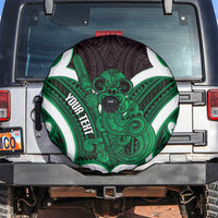 Kakariki Aotearoa Atua Tumatauenga Personalised Spare Tire Cover Maori God Of War Tiki With Taiaha LT14 Green - Polynesian Pride
