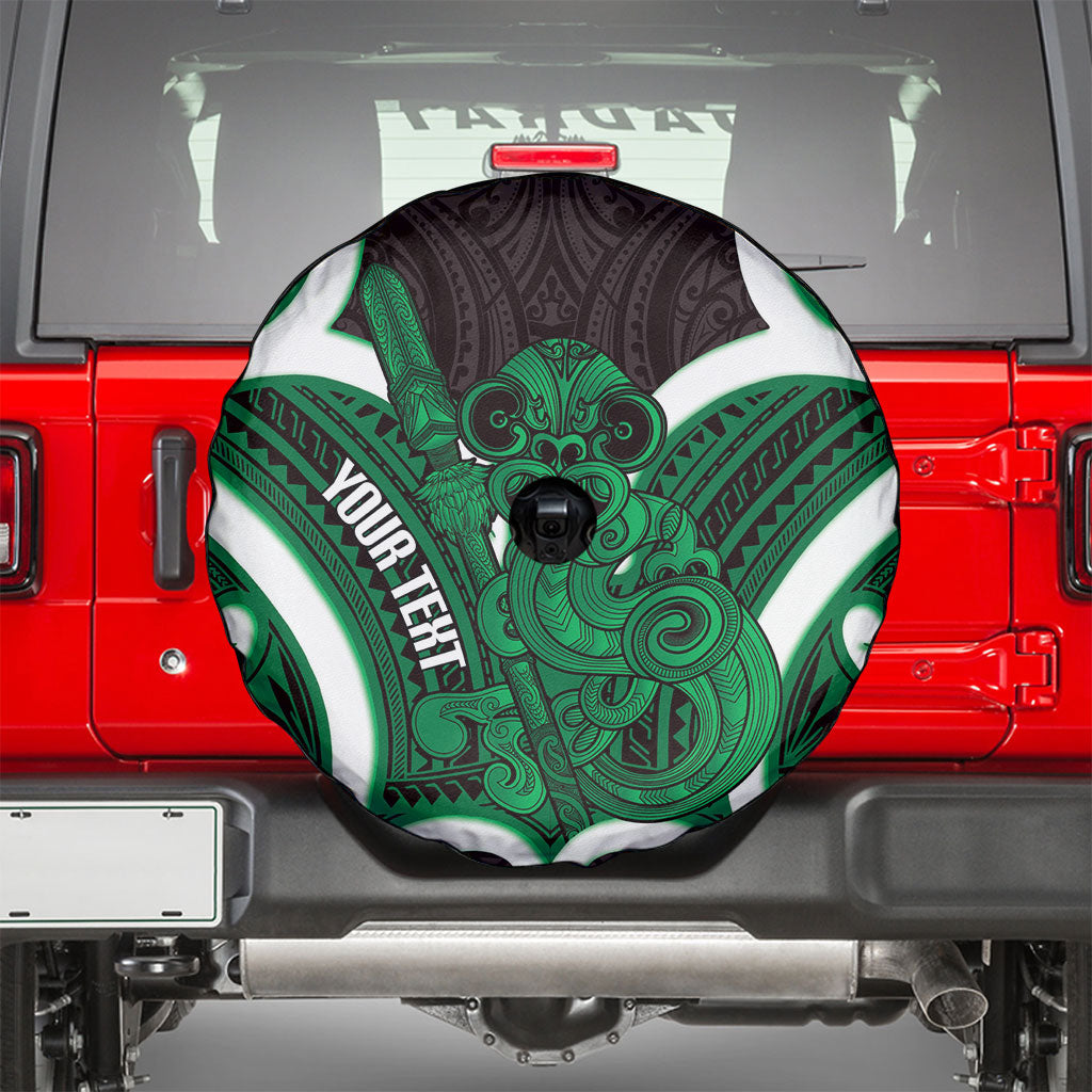 Kakariki Aotearoa Atua Tumatauenga Personalised Spare Tire Cover Maori God Of War Tiki With Taiaha LT14 - Polynesian Pride