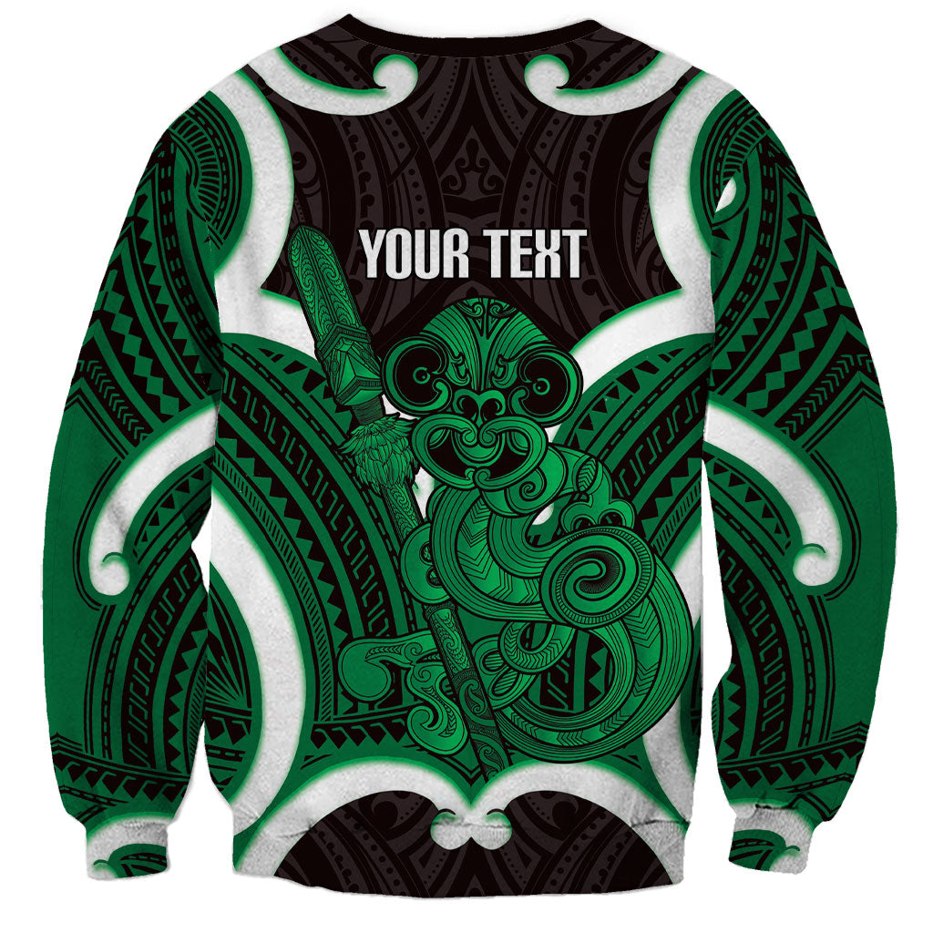 Kakariki Aotearoa Atua Tumatauenga Personalised Sweatshirt Maori God Of War Tiki With Taiaha LT14 - Polynesian Pride
