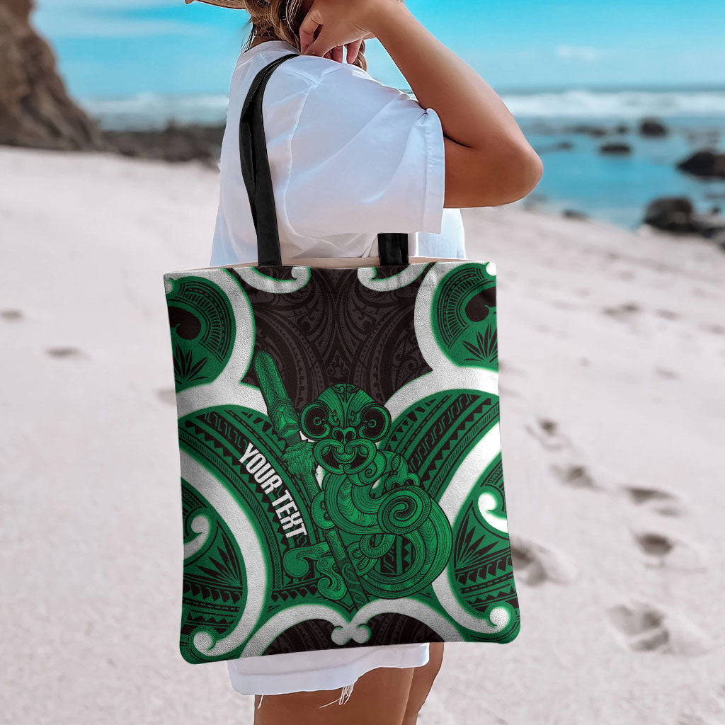 Kakariki Aotearoa Atua Tumatauenga Personalised Tote Bag Maori God Of War Tiki With Taiaha LT14 - Polynesian Pride