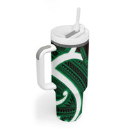 Kakariki Aotearoa Atua Tumatauenga Tumbler With Handle Maori God Of War Tiki With Taiaha LT14 - Polynesian Pride