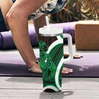 Kakariki Aotearoa Atua Tumatauenga Tumbler With Handle Maori God Of War Tiki With Taiaha LT14 - Polynesian Pride