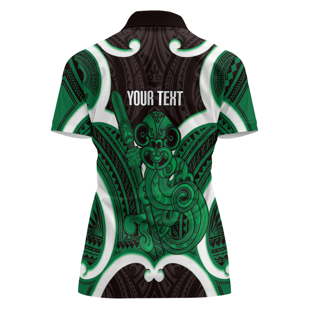 Kakariki Aotearoa Atua Tumatauenga Personalised Women Polo Shirt Maori God Of War Tiki With Taiaha LT14 - Polynesian Pride