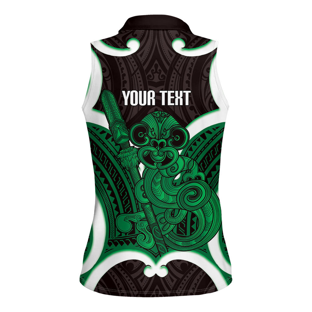 Kakariki Aotearoa Atua Tumatauenga Personalised Women Sleeveless Polo Shirt Maori God Of War Tiki With Taiaha LT14 - Polynesian Pride