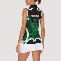 Kakariki Aotearoa Atua Tumatauenga Personalised Women Sleeveless Polo Shirt Maori God Of War Tiki With Taiaha LT14 - Polynesian Pride