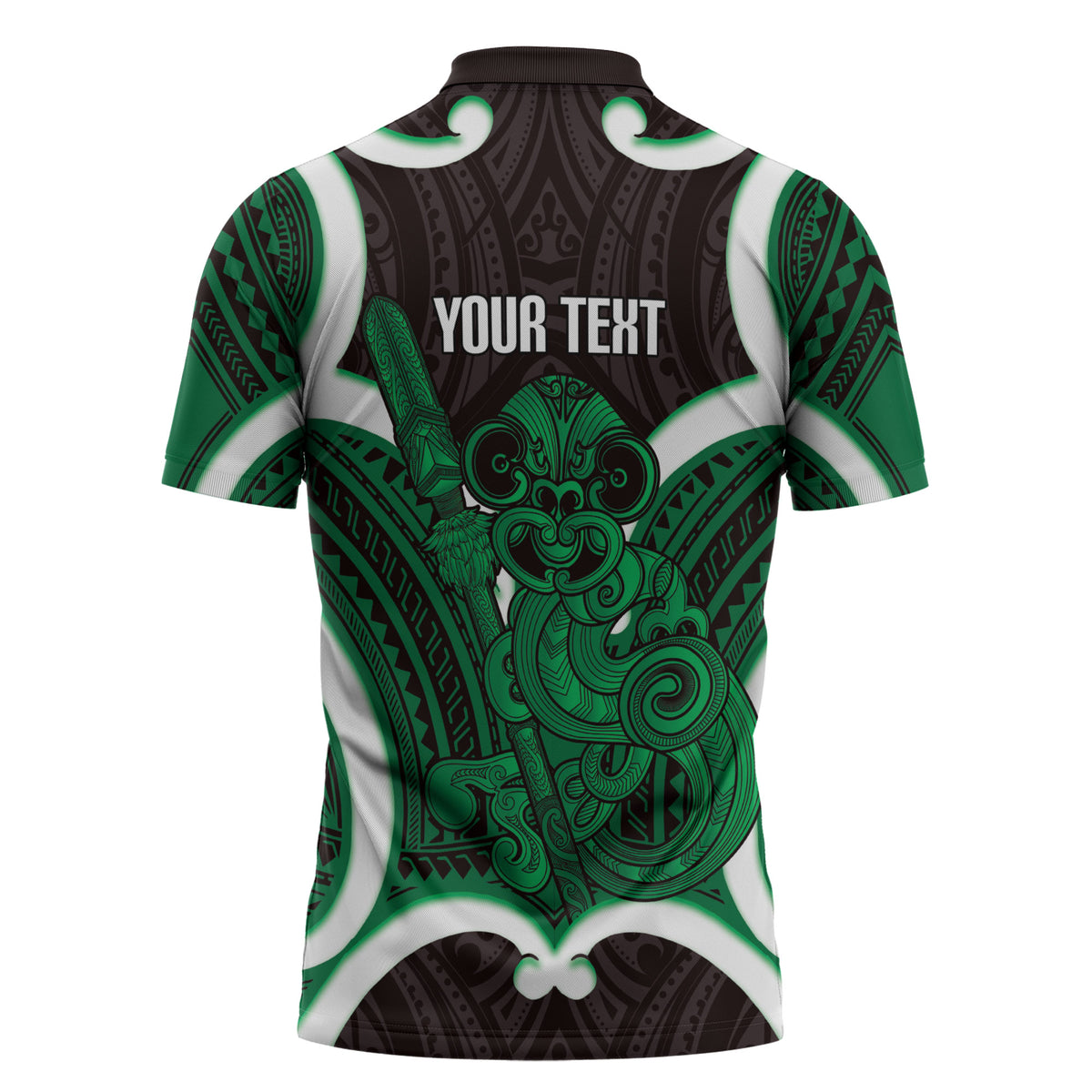 Kakariki Aotearoa Atua Tumatauenga Personalised Zipper Polo Shirt Maori God Of War Tiki With Taiaha LT14 - Polynesian Pride