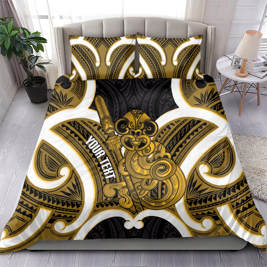 Kowhai Aotearoa Atua Tumatauenga Personalised Bedding Set Maori God Of War Tiki With Taiaha LT14 - Polynesian Pride