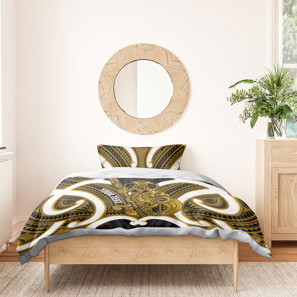 Kowhai Aotearoa Atua Tumatauenga Personalised Bedding Set Maori God Of War Tiki With Taiaha LT14 - Polynesian Pride